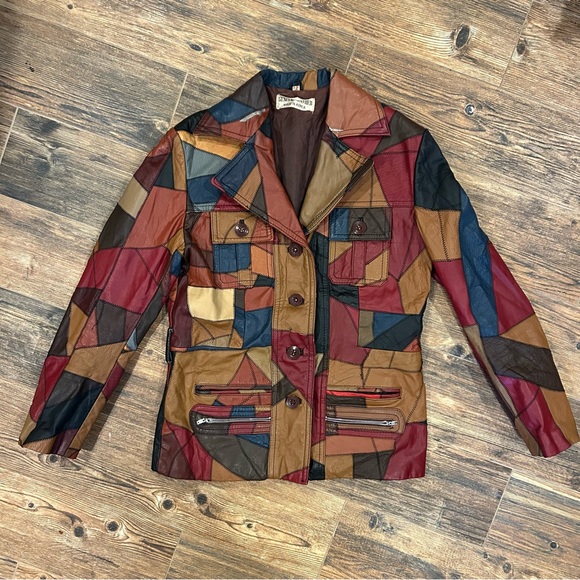 Source Unknown Jackets & Blazers - Vintage 70s Genuine Leather Patchwork Jacket – Made in Korea – Size 12